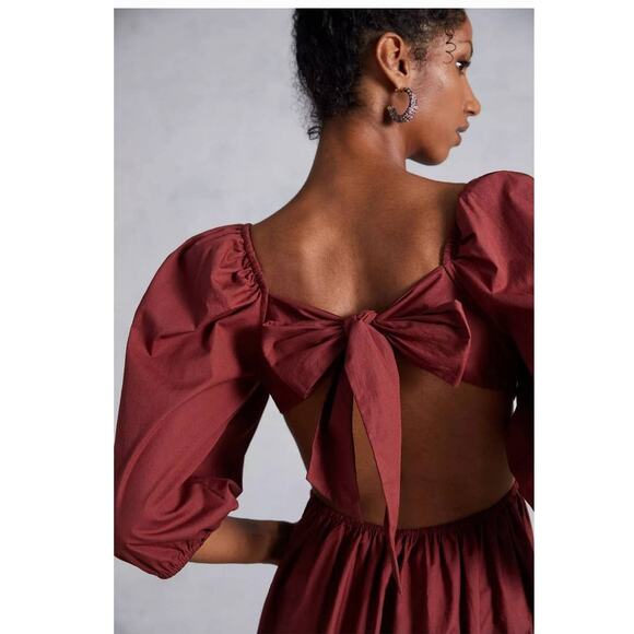 New Anthropologie Forever That Girl Scalloped Mini Dress $160 PLUS 1X Wine - Picture 4 of 5